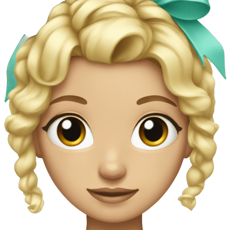 Blonde girl with tiffany bow in her hair emoji