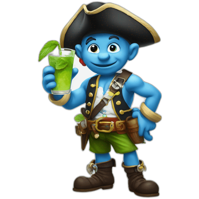 smurf pirate drinking mojito emoji