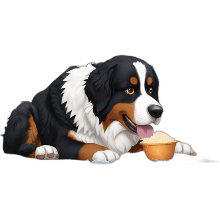 Bernese mountain dog eating snow emoji