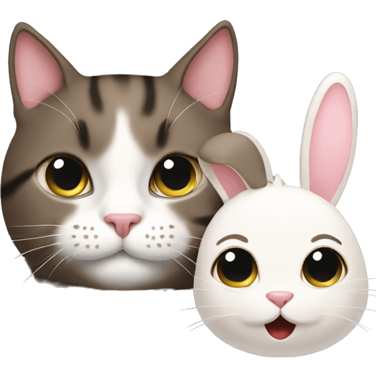 Cat with bunny emoji