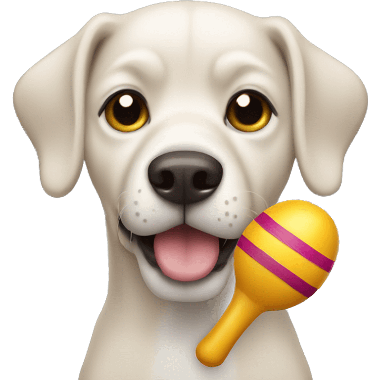 a dog giving a side eye holding maracas  emoji