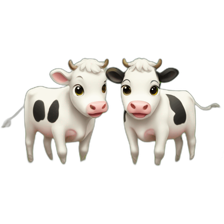 Three cute cows on green field emoji