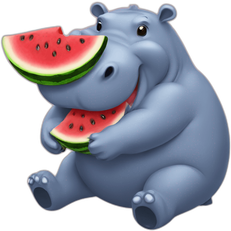 Hippopotamus eating watermelon emoji