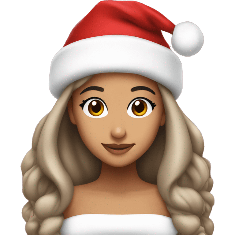 ariana grande wearing christmas hat emoji