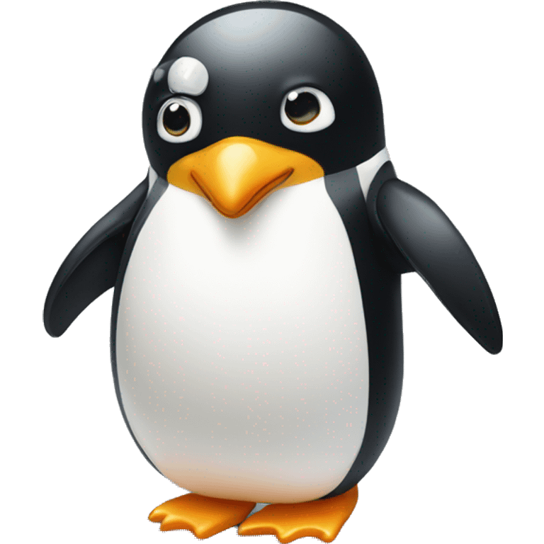 a penguin with a bow emoji