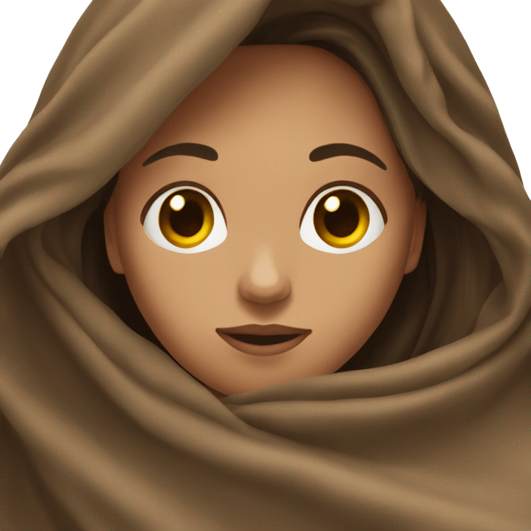 brunette girl long hair with blanket  emoji