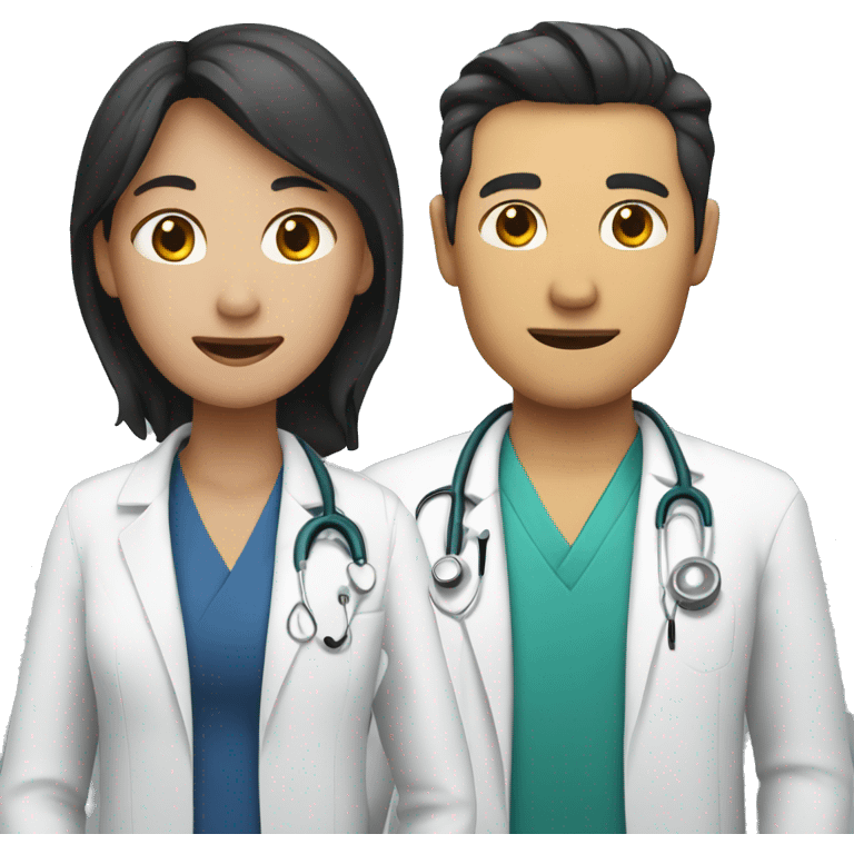 western doctor with asian doctor emoji