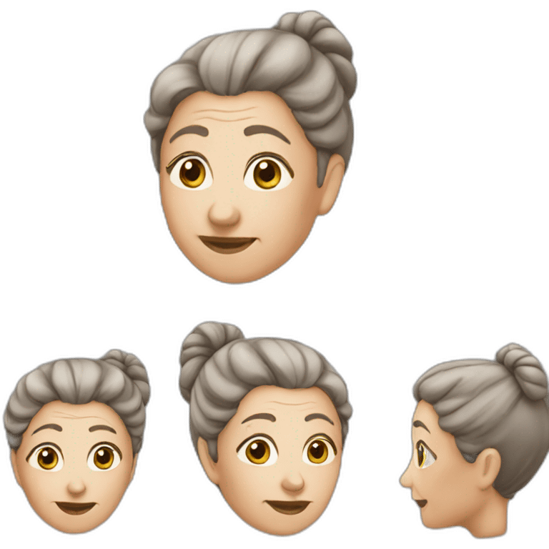 old lady brown hair bun emoji