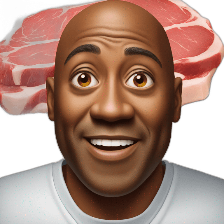 Ainsley Harriott hiding in some meat emoji