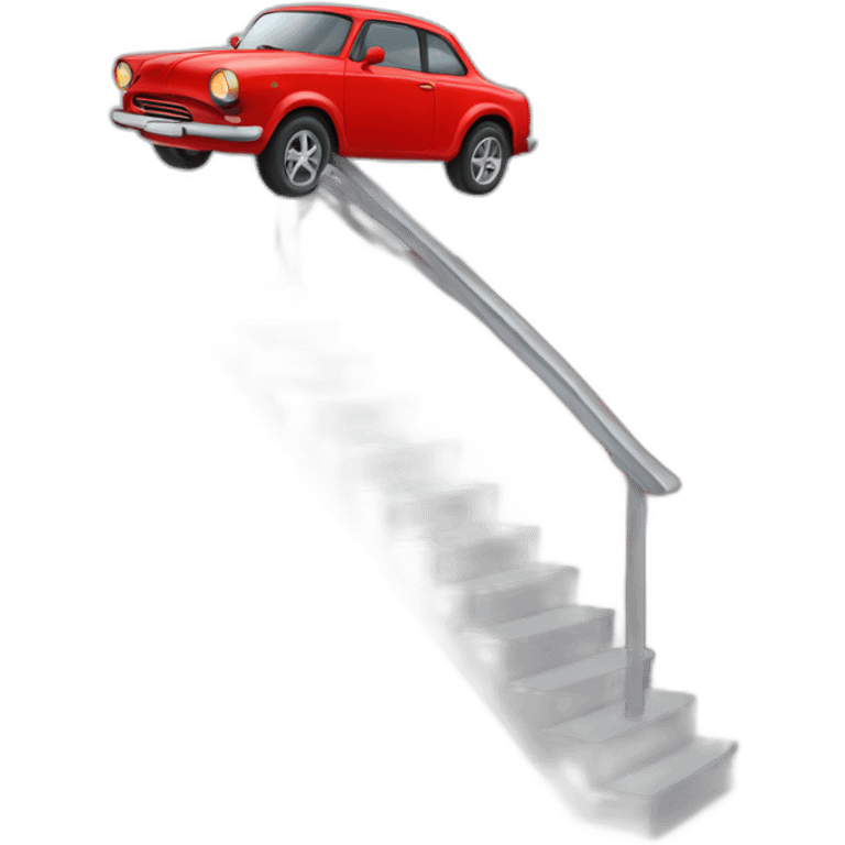 Red Car driving on top of staircase emoji