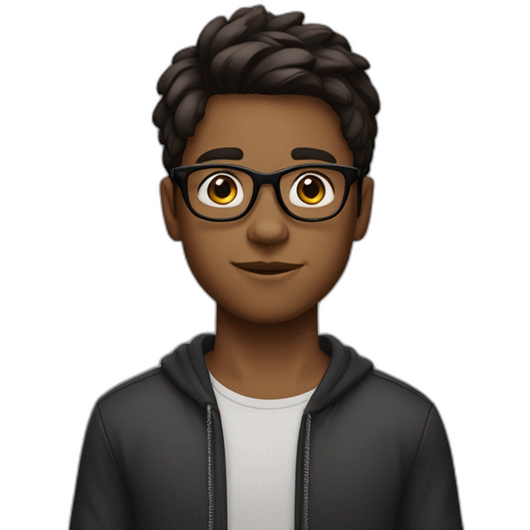 Boy with glasses and curwy dark brown medium length hair emoji