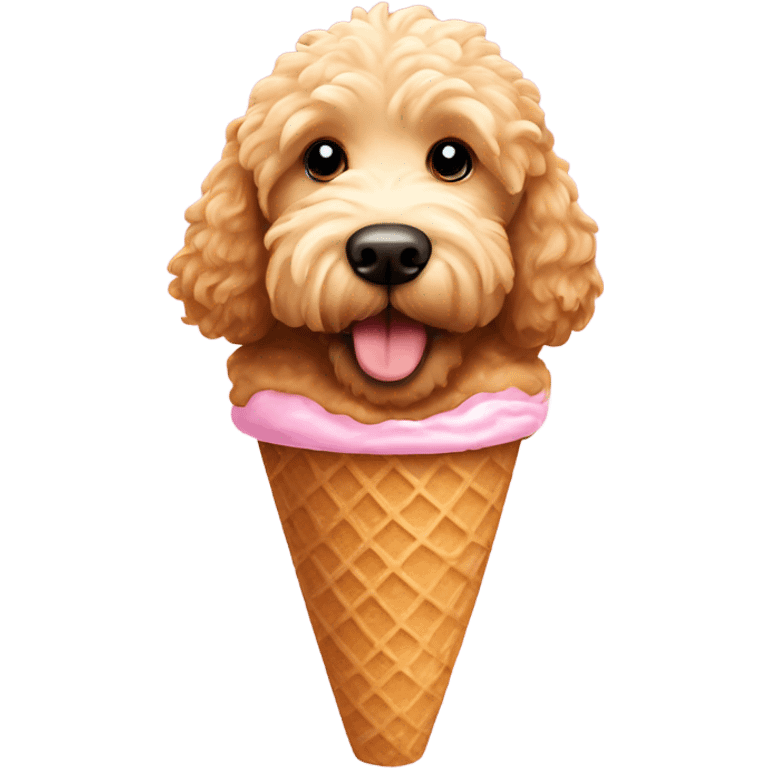 golden doodle mustache in ice cream cone emoji