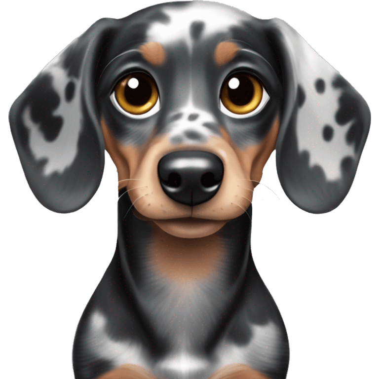 Black and silver merle mini dachshund  emoji