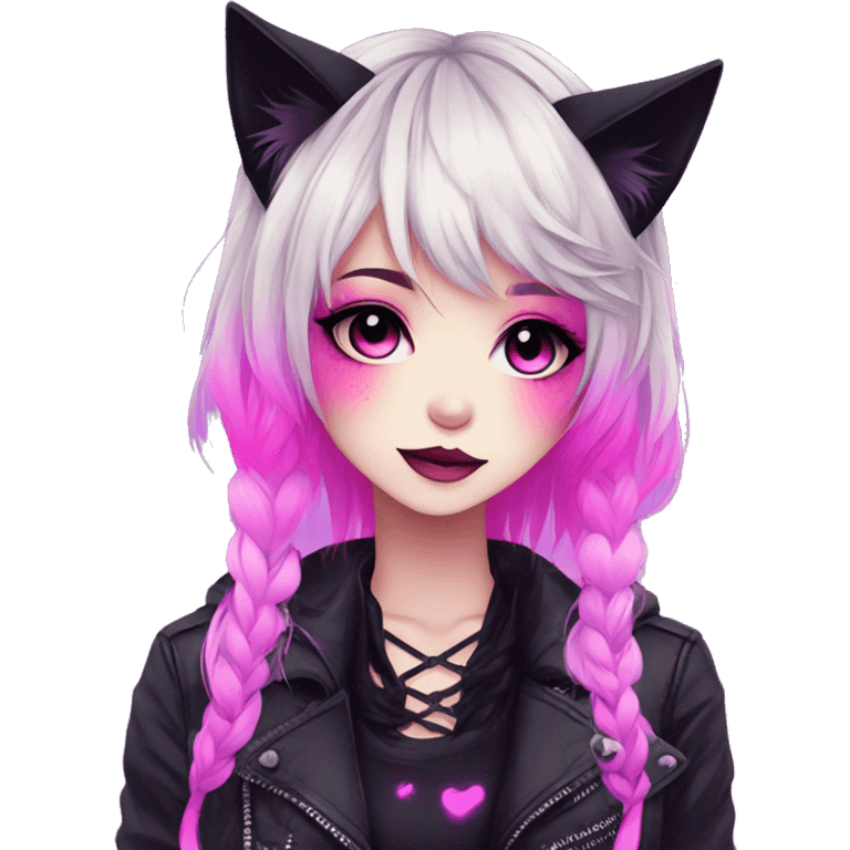 Gorgeous Cute Gothic Edgy Neon Gradient Beautiful Anime Emo CatLady emoji