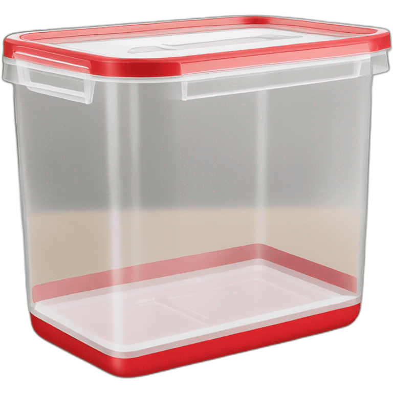 Small commercial kitchen transparent storage container with a red lid emoji