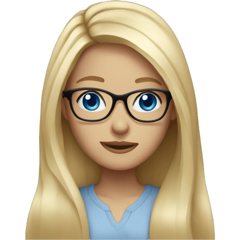 girl long blonde hair blue eyes with glasses emoji