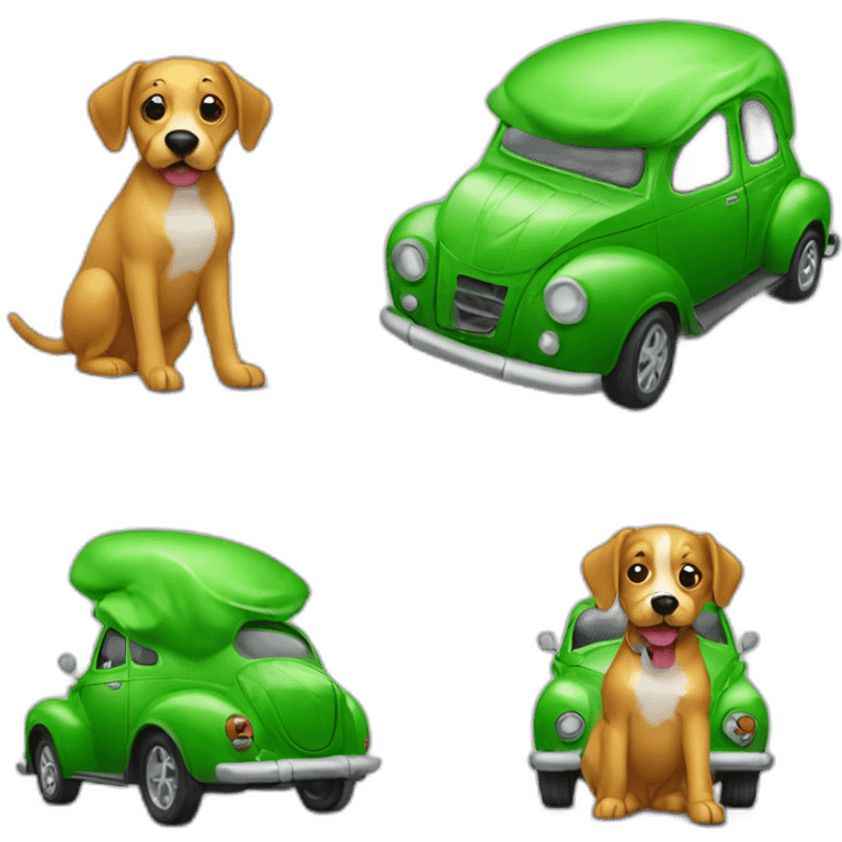 dog peeing on a green car emoji