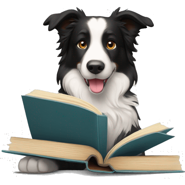 border collie reading books emoji