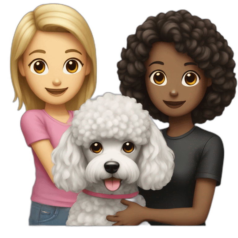 Dog poodle black with a girl emoji