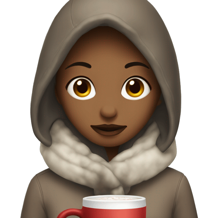 girl dressed for winter drinking hot chocolate  emoji