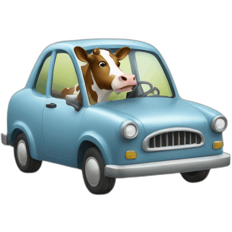 a cow driving a car emoji