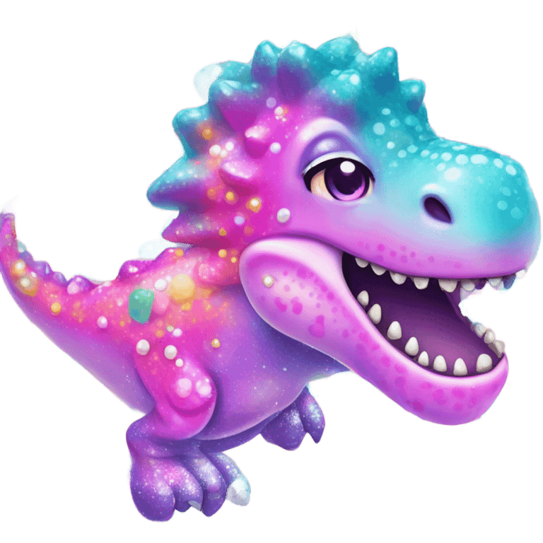 Lisa frank glitter pretty water dinosaur with fins and pearls emoji