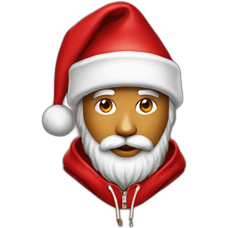 Santa clause wearing red louis vuitton x supreme collab hoodie emoji