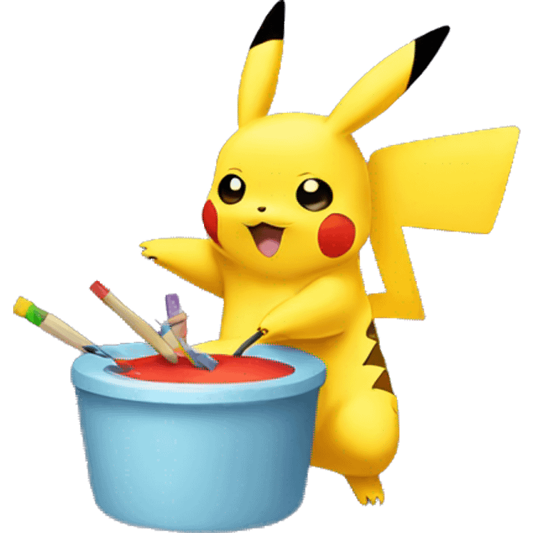 pikachu making art emoji