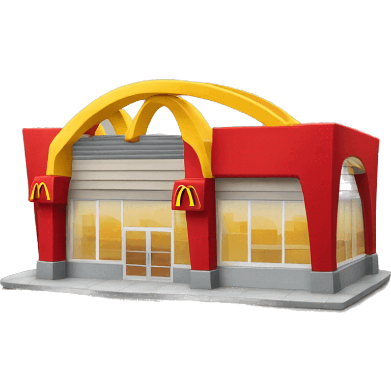 “McDonald’s store with the iconic golden arches, a red and yellow color scheme, and a simple, recognizable design that captures the essence of a fast food restaurant.” emoji