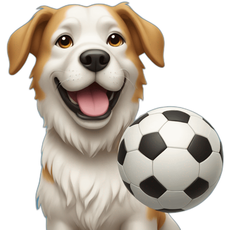 Dog playing soccer emoji