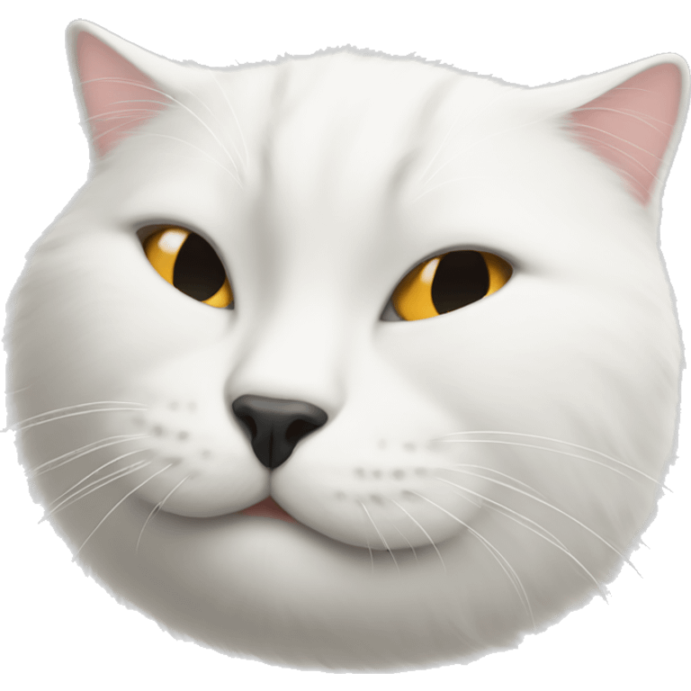 White cat with black nose is sleeping  emoji