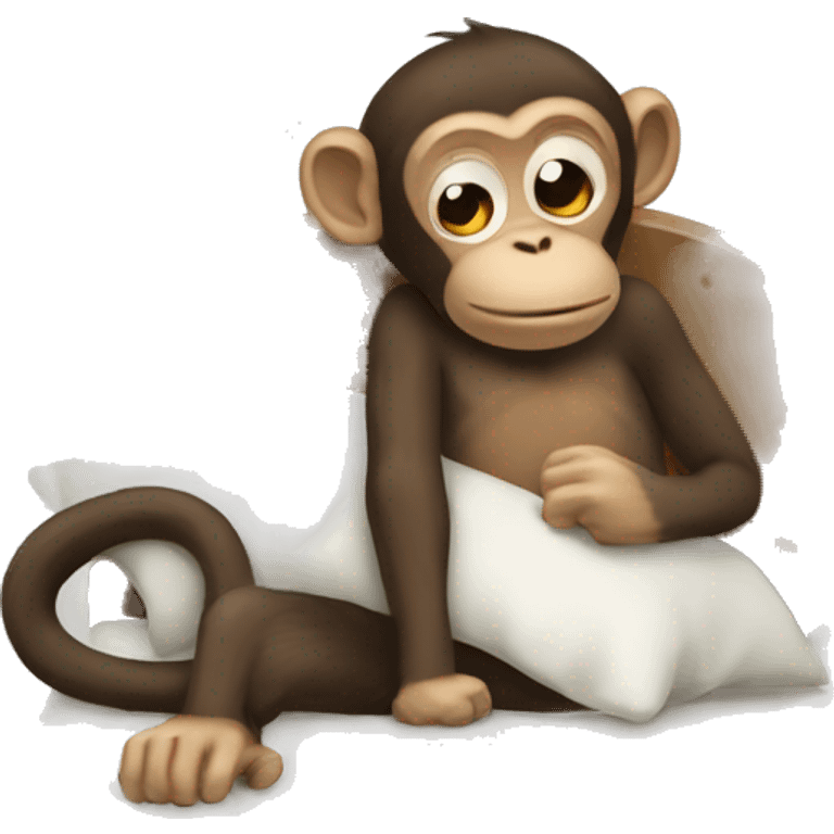 A monkey getting to bed to sleep emoji