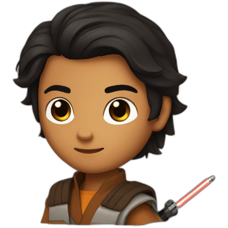 Ezra bridger long hair with lightsaber emoji