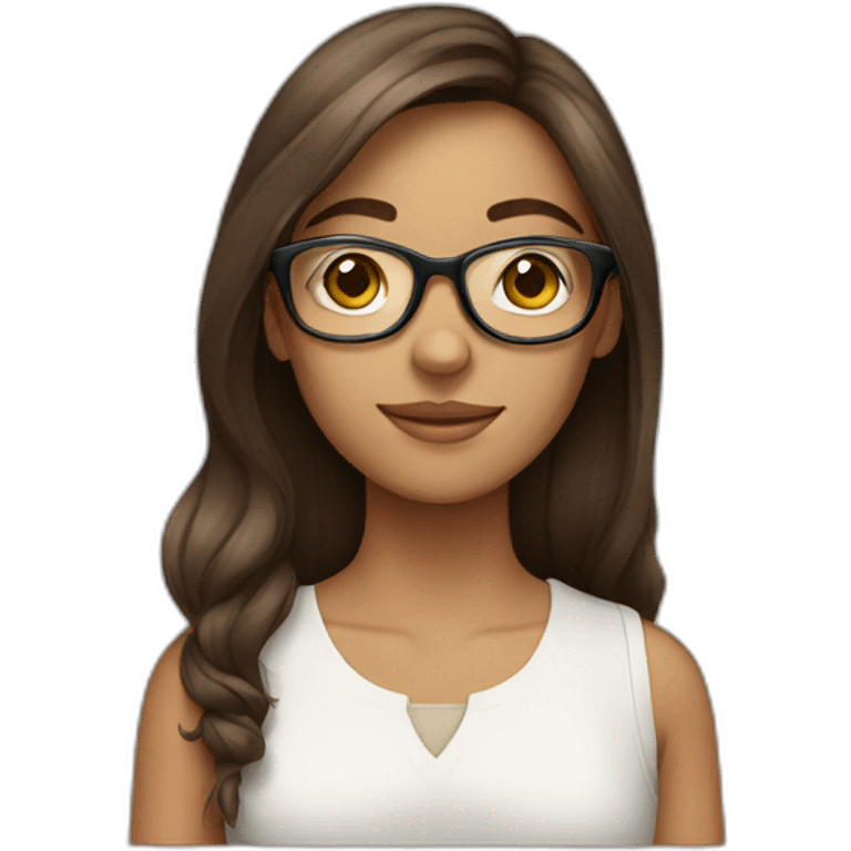 girl with clear glasses and longer brown hair emoji