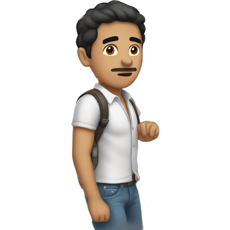 Mexican guy looking at watch walking emoji