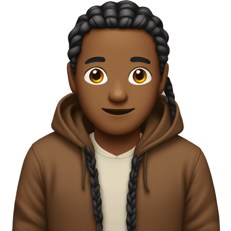 Man with braids and brown hoodie emoji