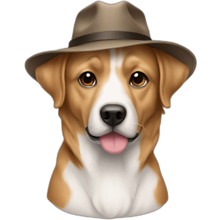 Chien avec un chapeau emoji