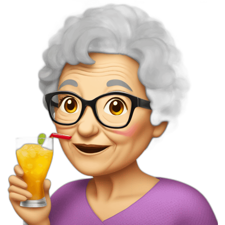 granny drink many coctail emoji