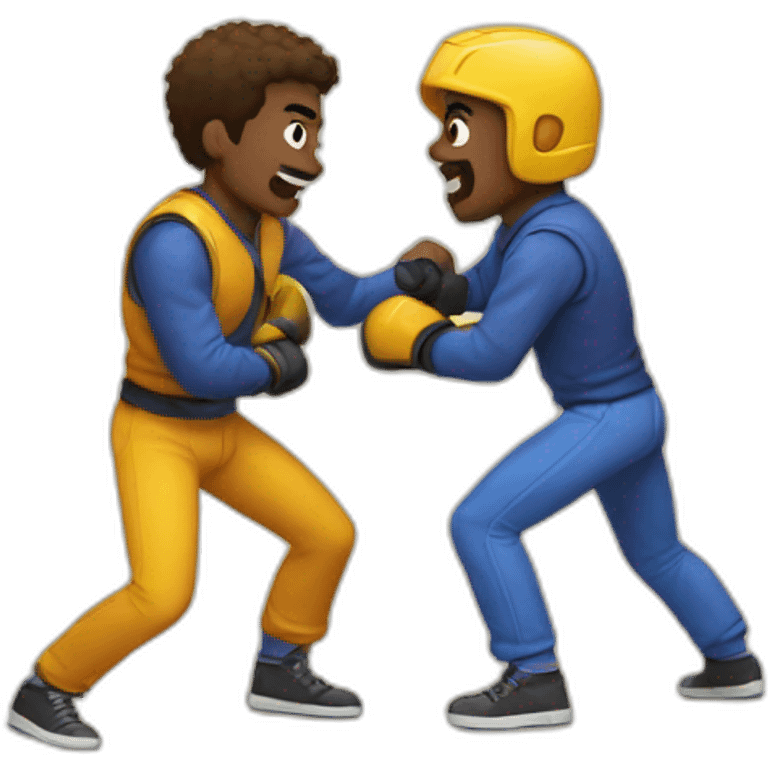 two guys fighting on ground emoji