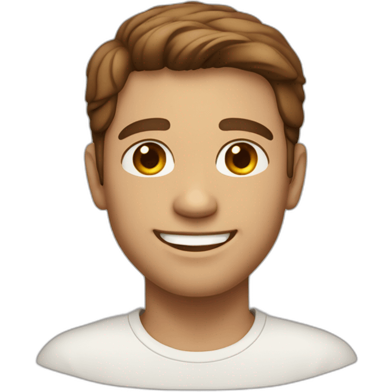 smiling gree-neyed brown-haired man with light skin  emoji