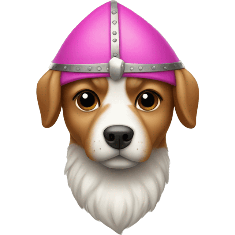 cute dog with pink nose in a viking hat emoji