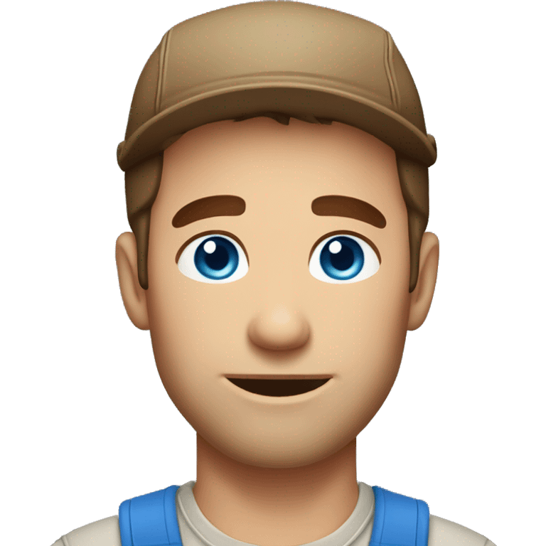 brown hair blue eyes man farmer  emoji