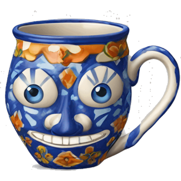 Realistic talavera clay mug isolated.  emoji