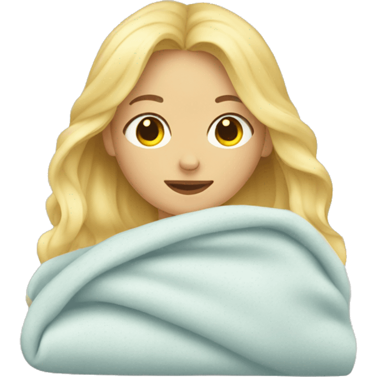 Blonde girl sleep in blanket emoji