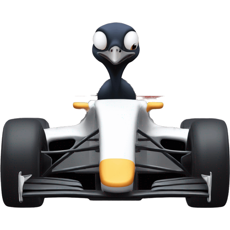 Ostrich in a f1 car emoji