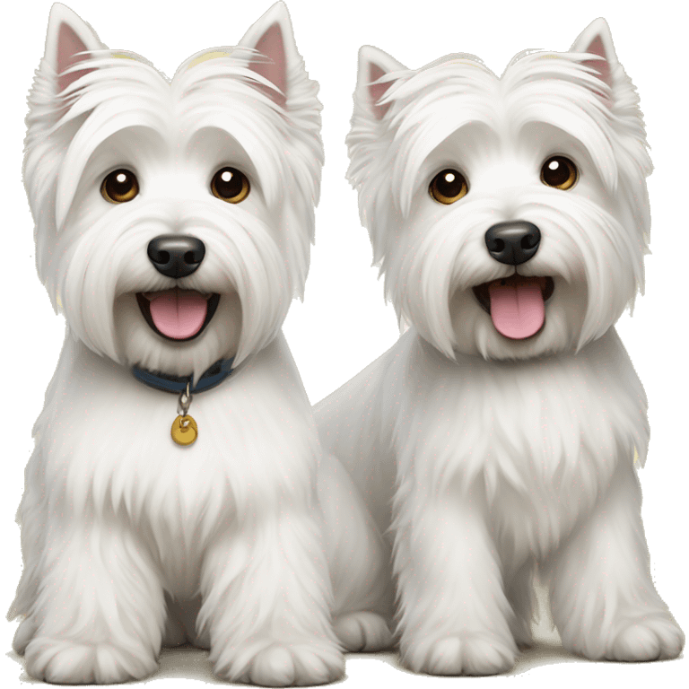 Two white highland terriers of different sizes emoji