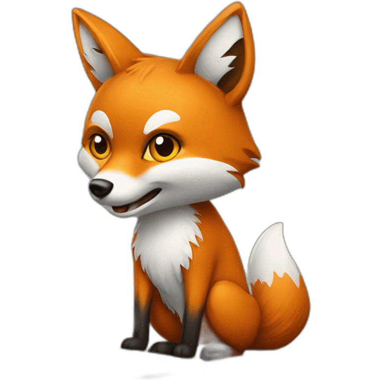 a fox with a computer and a pencil emoji