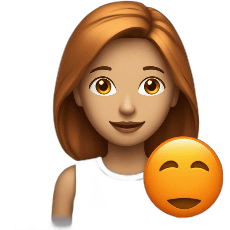 una chica con remera naranja hace una transaccion exitosa de dinero con un chico emoji