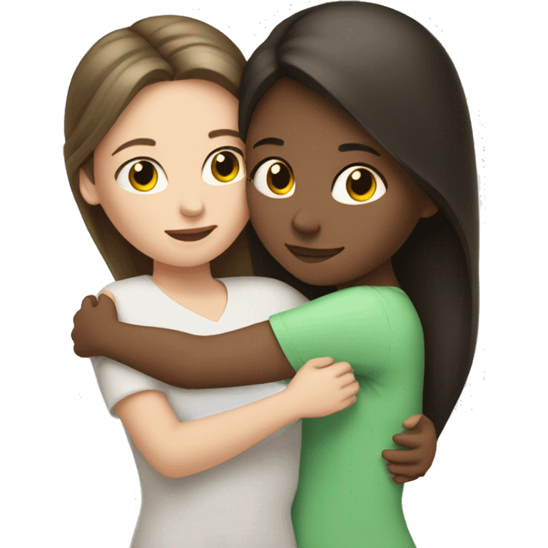 White brunette girl hugging her white brunette mom emoji