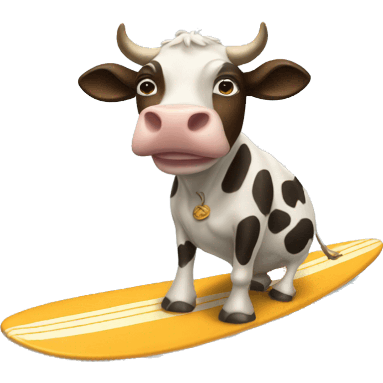 Cow riding surfboard emoji